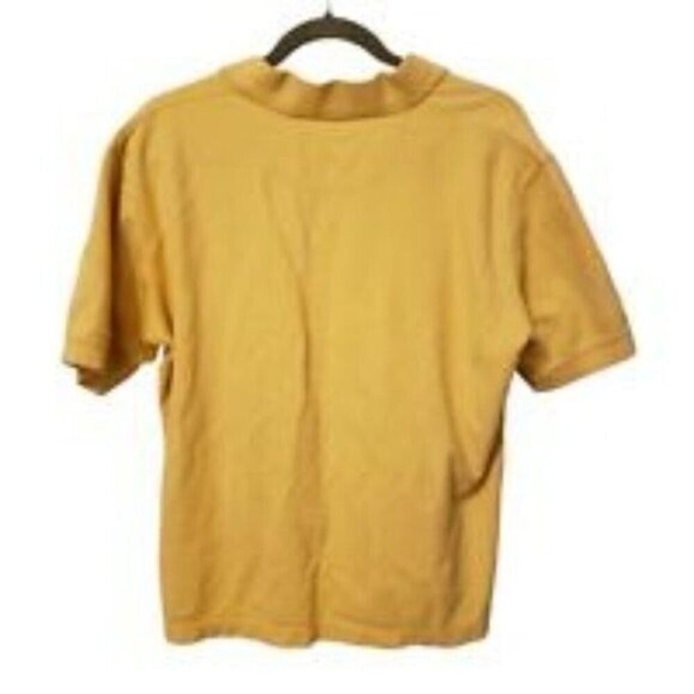 Cherokee Mens Sz M Yellow  Solid Short Sleeve Polo Shirt - Picture 4 of 4